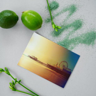 Santa Monica Pier - Orange Sunrise Photo Edit Vykort