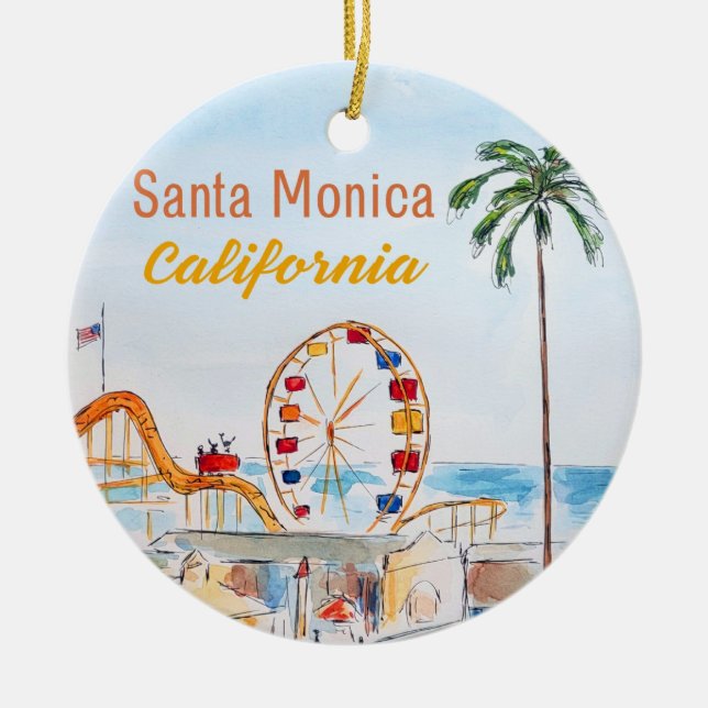 Santa Monica Pier-ornament Julgransprydnad Keramik (Framsidan)