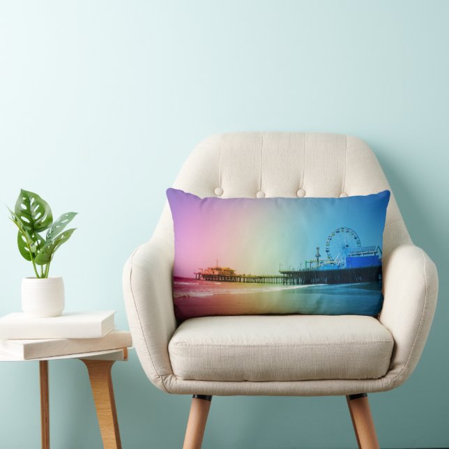 Santa Monica Pier Rainbow Färg Lumbarkudde (Stol)