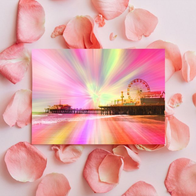 Santa Monica Pier Rosa Explosion Vykort (Skapare uppladdad)