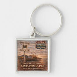 Santa Monica Pier Route 66 Souvenir Charm Fyrkantig Silverfärgad Nyckelring