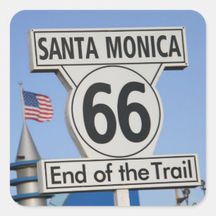 Santa Monica Pier - Slut på tåget Fyrkantigt Klistermärke