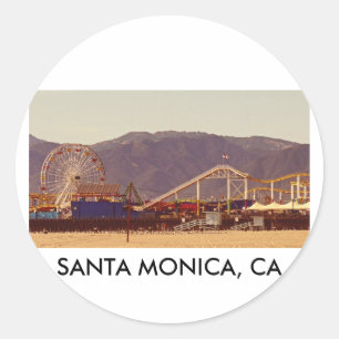 Santa Monica Pier - Sticker Lakan Runt Klistermärke