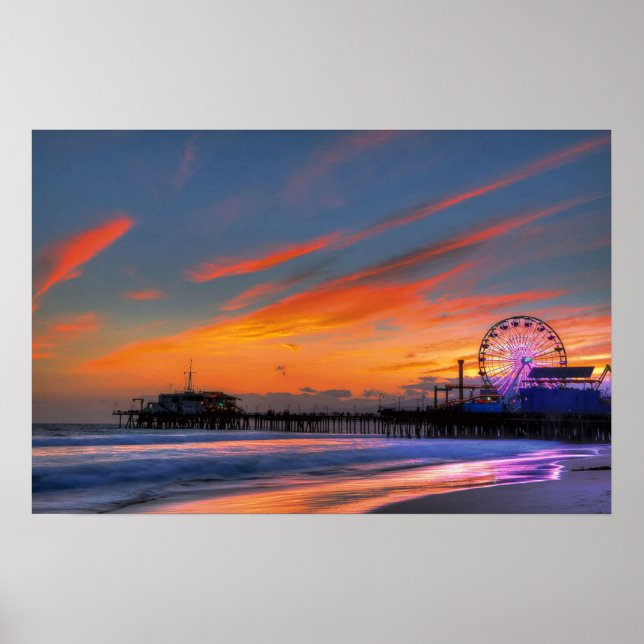 Santa Monica Pier Sunset Poster (Framsidan)