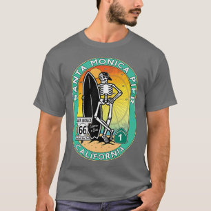 Santa Monica Pier US Highway 66 möter PCH Kaliforn T Shirt