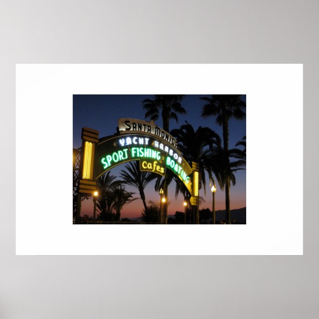 Santa Monica Pier vid Sunset Poster (Framsidan)