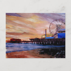 Santa Monica Pier vid Sunset Vykort
