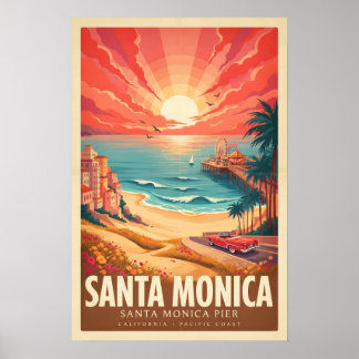 Santa Monica Pier Vintage Kalifornien Resa Poster