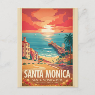Santa Monica Pier Vintage Kalifornien Resa Poster Vykort