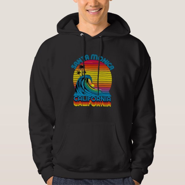 Santa Monica Retro Throwback Surf & Beach Souvenir Hoodie (Framsida)