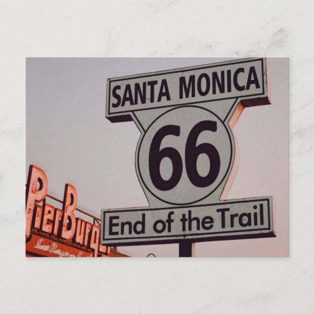 Santa Monica Route 66 California Vykort (Framsida)