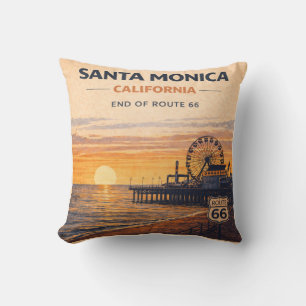 Santa Monica Route 66 Pir Solnedgång Kustdekor Kudde