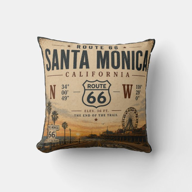 Santa Monica Route 66 Soffa Escape Kudde (Framsida)