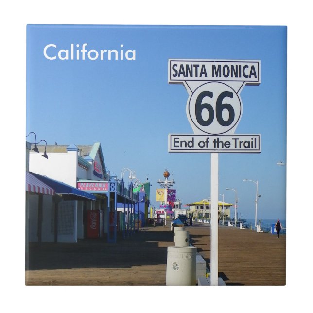 Santa Monica - rutt 66 belägger med tegel! Kakelplatta (Framsidan)