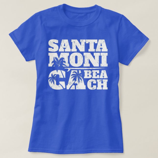 Santa Monica surfboard och handflatan ca T Shirt (Design framsida)
