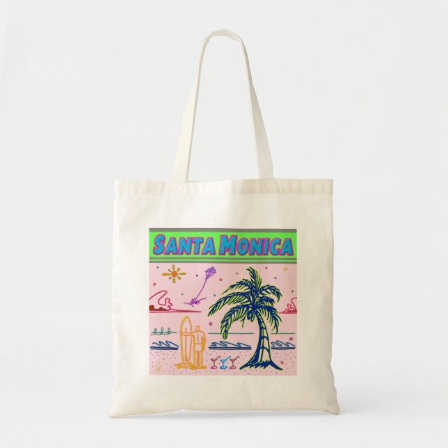 ’Santa Monica’ Surfer Beach Bag Tygkasse (Framsidan)