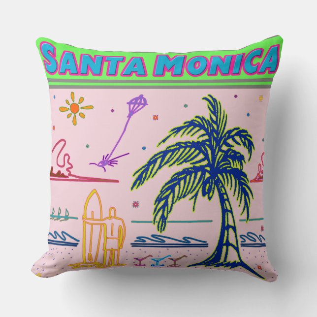 ’Santa Monica’ Surfer Beach Pillow Kudde (Framsida)