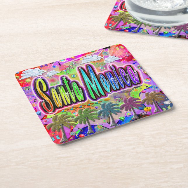 Santa Monica Vista Express Coaster Underlägg Papper Kvadrat (Vinklad)