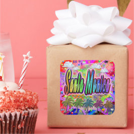 Santa Monica Vista Express-klistermärke Fyrkantigt Klistermärke