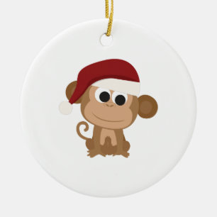 Santa Monkey Julgransprydnad Keramik