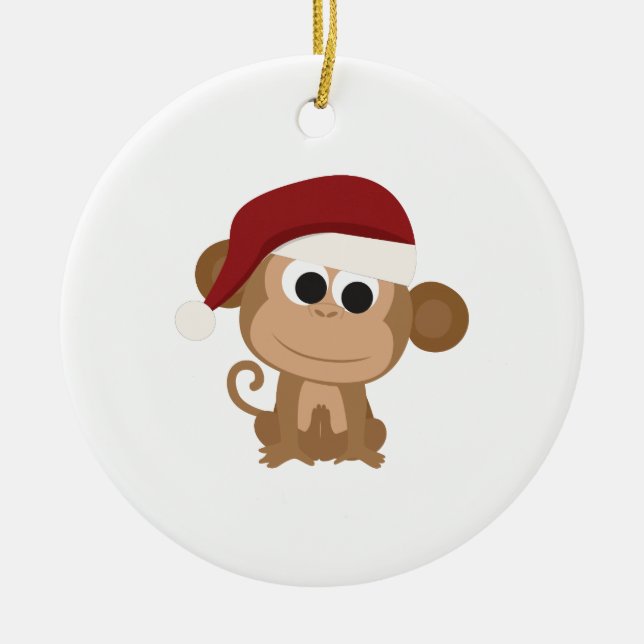 Santa Monkey Julgransprydnad Keramik (Framsidan)