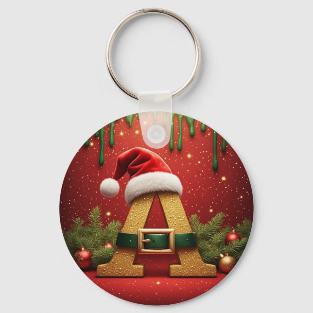 Santa Monogram A För Julklappar Nyckelring (Framsida)