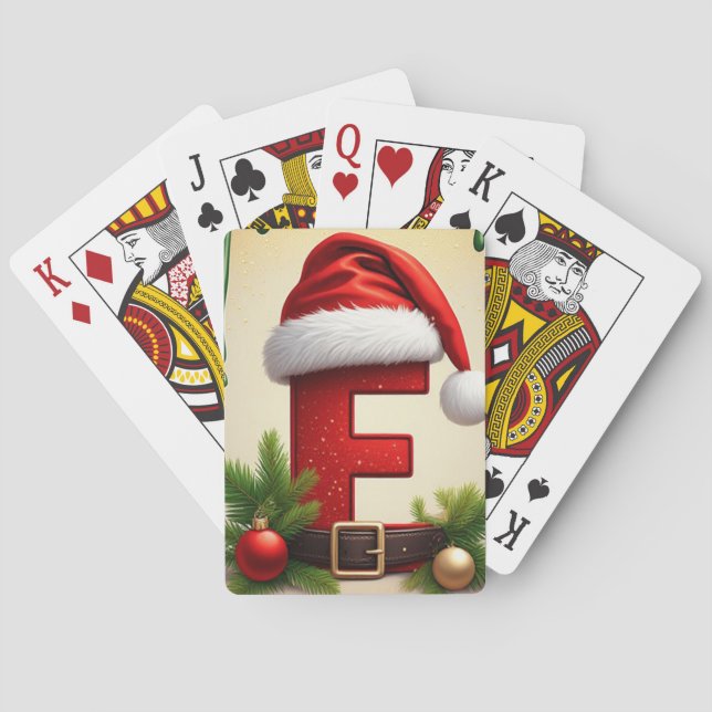Santa Monogram bokstav F Med julaccent 🎅 Casinokort (Baksidan)