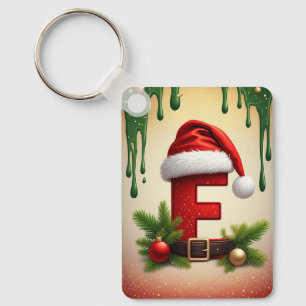 Santa Monogram bokstav F med julaccent 🎅 Nyckelring