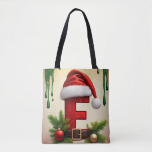 Santa Monogram bokstav F Med julaccent 🎅 Tygkasse