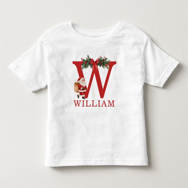 Santa Monogrammed and Name Family Matching T Shirt (Framsida)