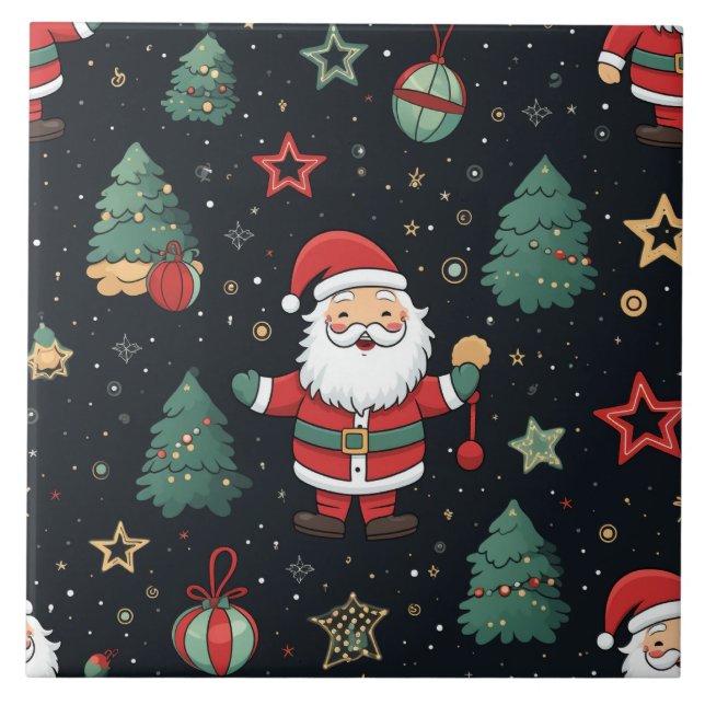 Santa mönster - Ho! Ho! Ho! Kakelplatta (Framsidan)