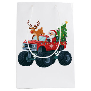 Santa Monster Truck Renjuret Christmas Träd Xmas
