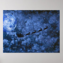 Santa Moonlight Flies Poster