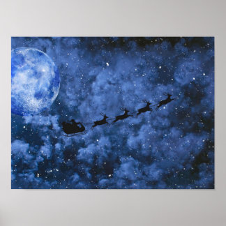 Santa Moonlight Flies Poster
