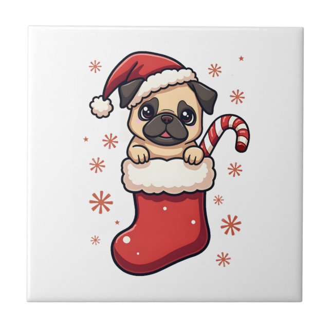 Santa Mops Glädje Kakelplatta (Framsidan)