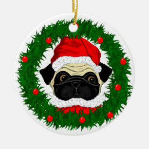 Santa mops julgransprydnad keramik