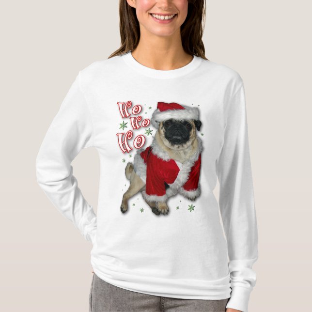 Santa mops tänder T-tröja T Shirt (Framsida)