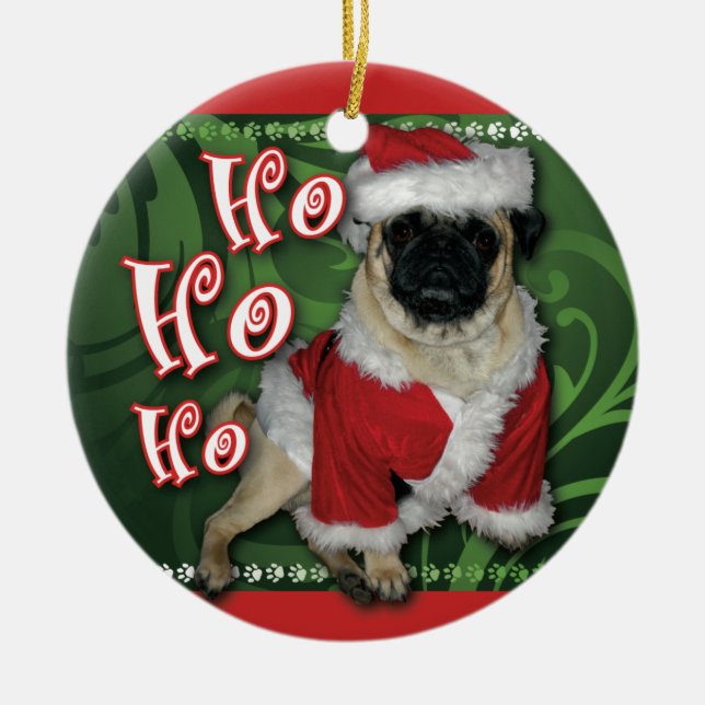 Santa mopsprydnad julgransprydnad keramik (Framsidan)
