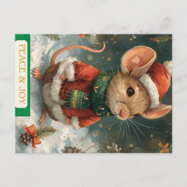 Santa Mouse Holiday Postcard Helg Vykort