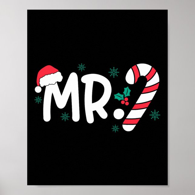Santa Mr och mrs Candy cane Par Matching Chris Poster (Framsidan)