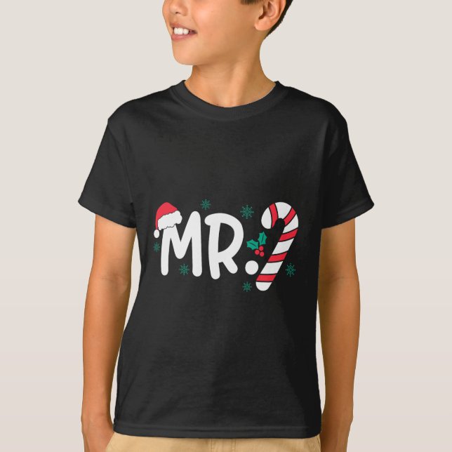 Santa Mr och mrs Candy cane Par Matching Chris T Shirt (Framsida)