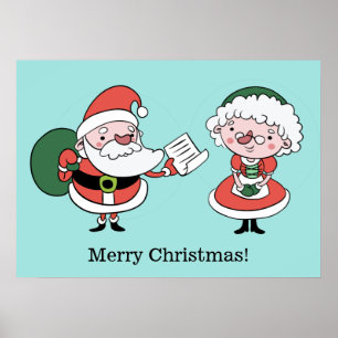 Santa & Mrs Claus anpassningsbar poster