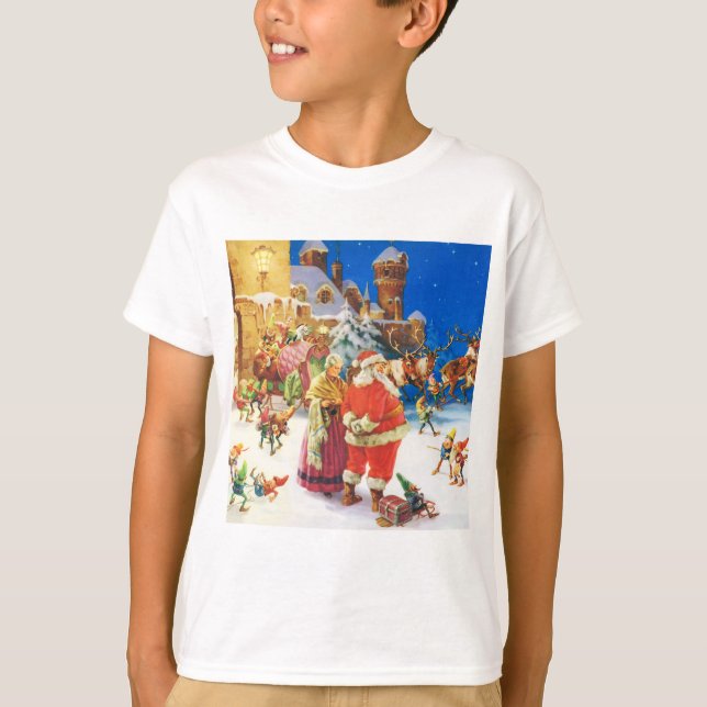 Santa & Mrs Claus, jul Kväll, Nordpolen Tee (Framsida)