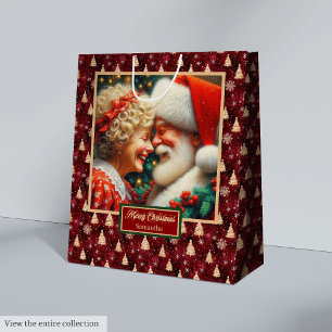 Santa & Mrs Claus Watercolor jul Gift Bag