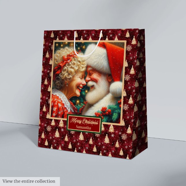 Santa & Mrs Claus Watercolor jul Gift Bag (Santa & Mrs Claus Watercolor Christmas Gift Bag)