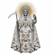 Santa Muerte Helgon Heliga Döden Vit Robe 2D Staty