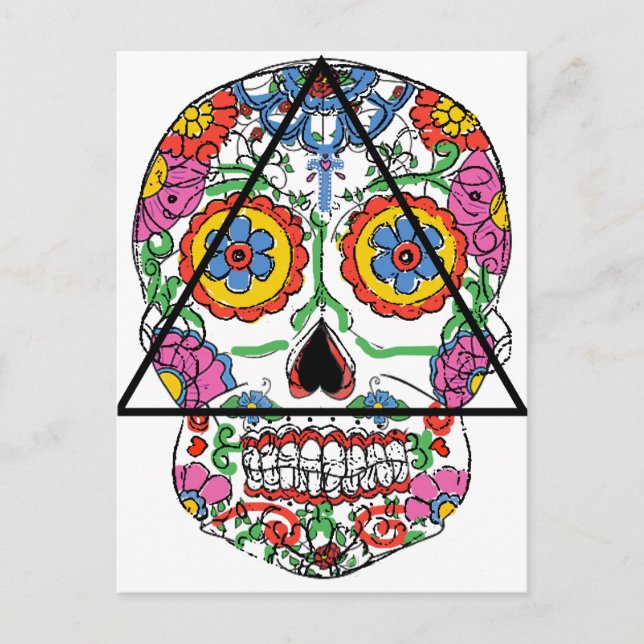 Santa Muerte i en triangel Helg Vykort (Framsida)
