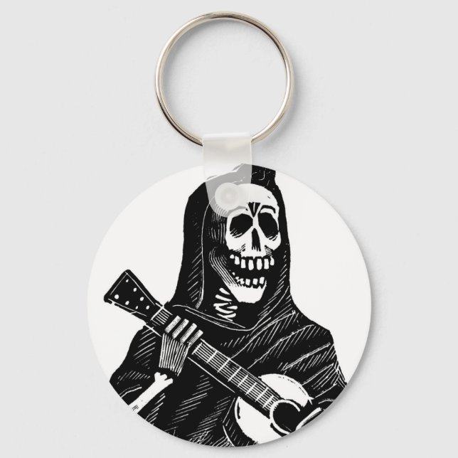 Santa Muerte med Guitar circa tidigt 1900-talet Nyckelring (Framsida)