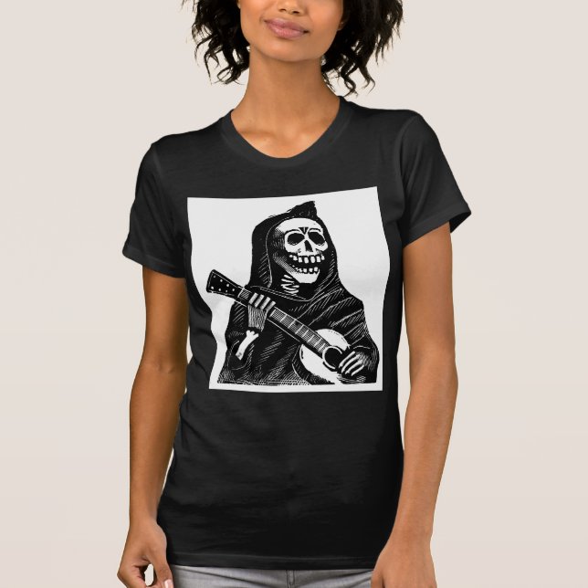 Santa Muerte (mexicansk grym Reaper) som leker T-shirt (Framsida)