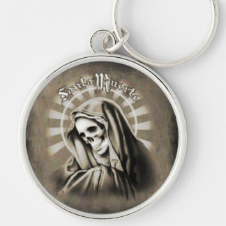 Santa Muerte Rund Silverfärgad Nyckelring